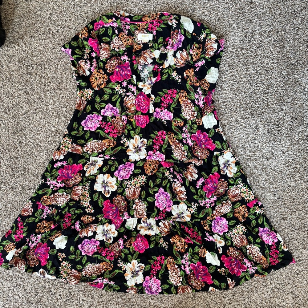 Anthropologie Maeve Floral Dress with Pink and Green Accents